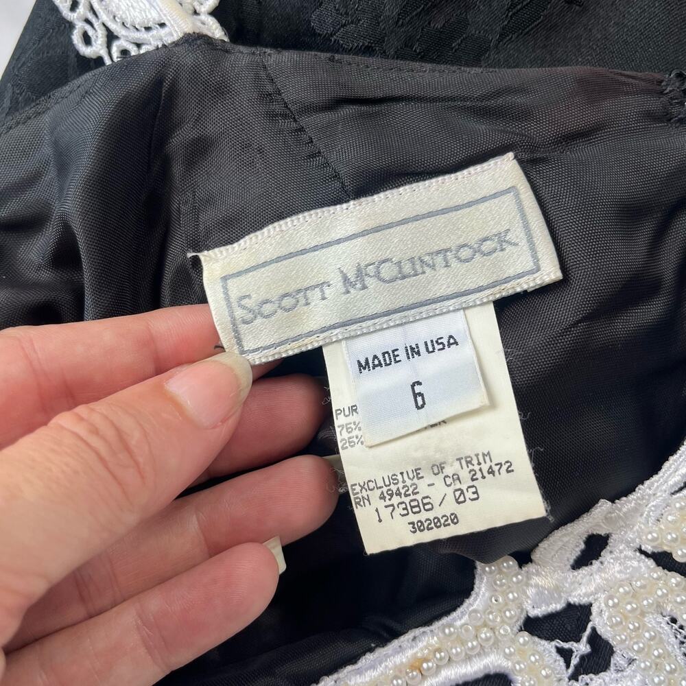 Vtg Y2K Scott McClintock Damask Lace Pearl Dress 6 Gothic Romantic Prom Glam USA - Picture 10 of 16